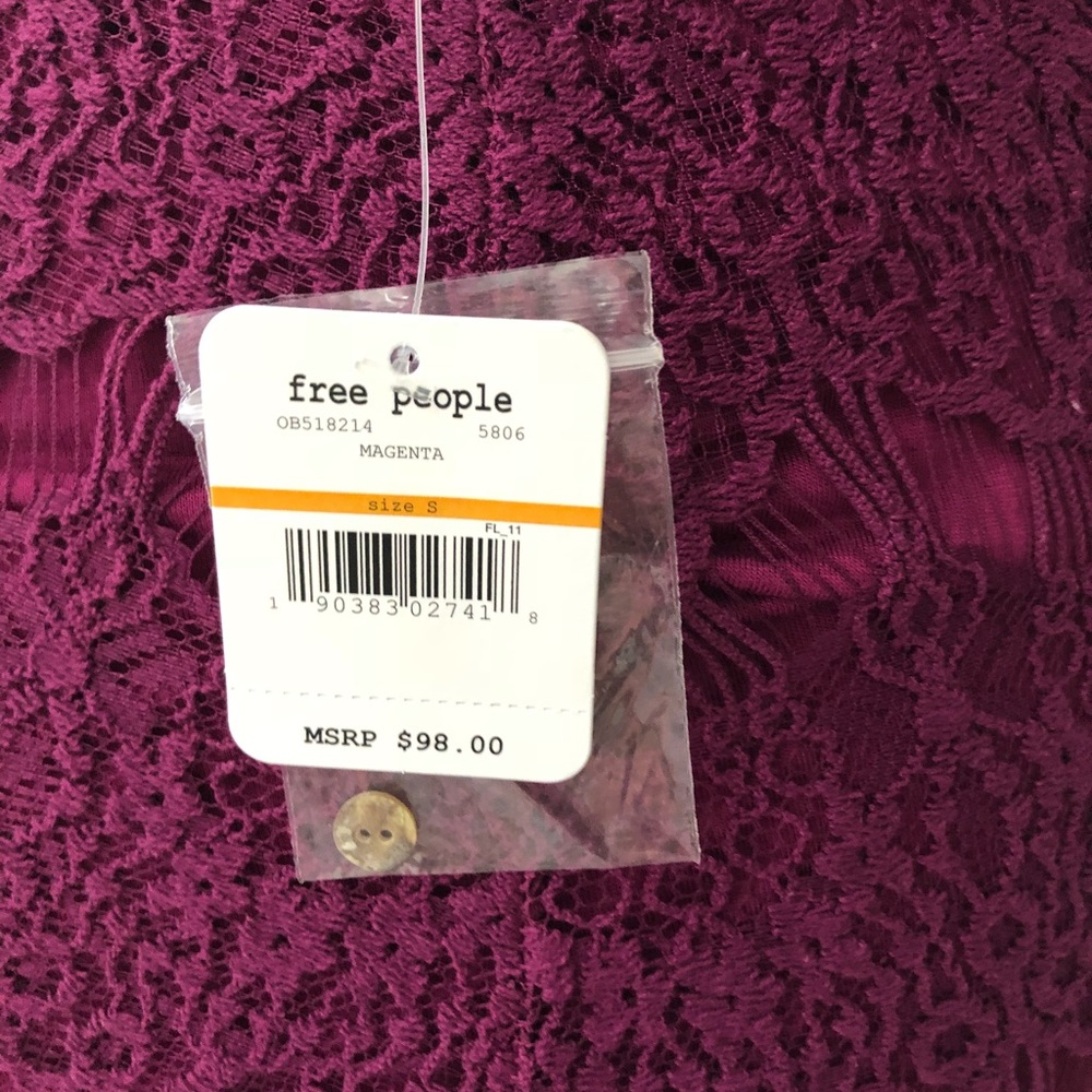 ‼️⬇️💲NWT Free People Magenta Lace Dress - Picture 5 of 5